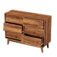 thumbnail image 6 of 6 Drawer Double Dresser, Modern Farmhouse Chest of Drawers, Wooden Storage Cabinet, Wide Dressers Organizer Accent Cabinet for Living Room, Bedroom, Hallway, 6 of 8