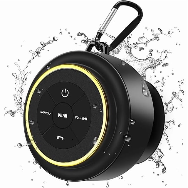 wonima11 Bluetooth Shower Speaker, Portable Bluetooth Speakers, IP67 Waterproof Wireless Speaker with Suction Cup & Carabiner, Built-in Mic, True Wireless Stereo for Kayak, Beach, Gifts for Unisex