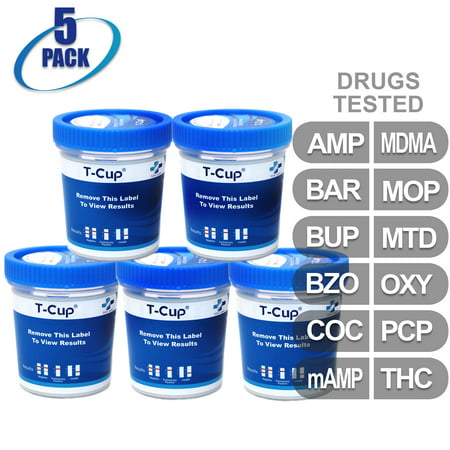 MiCare [5pk] - 12-Panel T-Cup Instant Urine Drug Test - (AMP/BAR/BUP/BZO/COC/mAMP/MDMA/MOP/MTD/OXY/PCP/THC) #MI-TDOA-6125