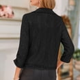 thumbnail image 4 of UAMVSH Sparkly Blazer for Women Shiny Suit Jacket Trendy Ruched 3/4 Sleeve Notch Collar Open Front Cardigans Club Party Outerwear(Medium,Black), 4 of 7