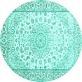 thumbnail image 1 of Ahgly Company Indoor Round Medallion Turquoise Blue Traditional Area Rugs, 7' Round, 1 of 4
