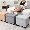 thumbnail image 4 of Trendix Foot Rest Stool with Lid Folding Stool with Storage Room, Solid Color Square Stool Chair 100KG Load Capacity Clothes Toys Bedroom Storage Stool (Light Grey), 4 of 10