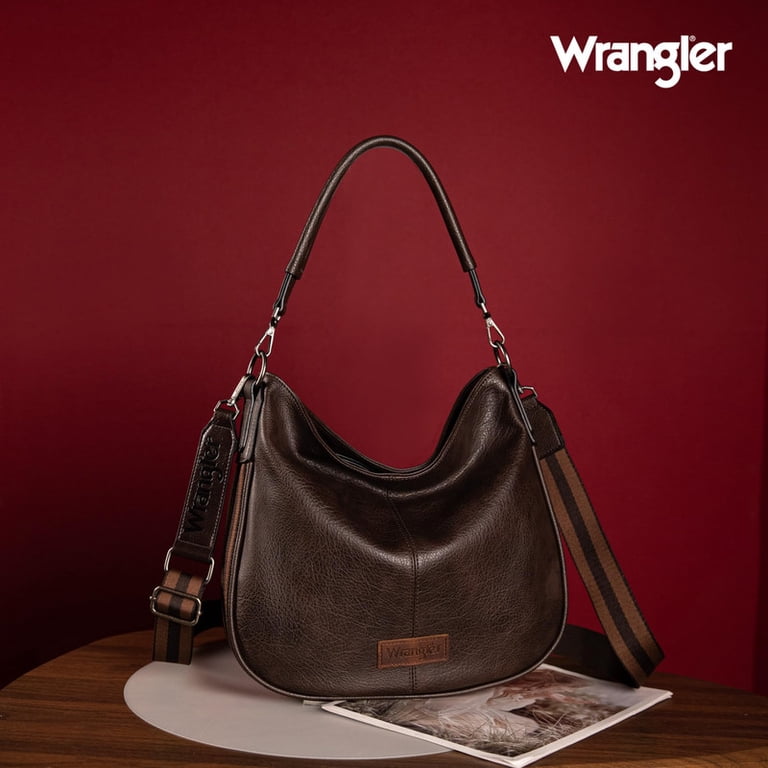 Wrangler Hobo Bag with Striped Cotton Straps, Coffee photo 3