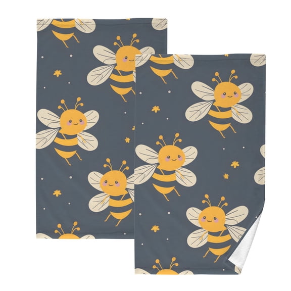 Ryvnso Honey Bee Cotton Hand Towels Sets Face Towel 2 PCs Bathroom Decorative