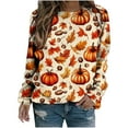thumbnail image 2 of Ailaofu Womens Halloween Long Sleeve Sweatshirt Cute Trendy Graphic Pullover Top Casual Crewneck Holiday Clothes, 2 of 4