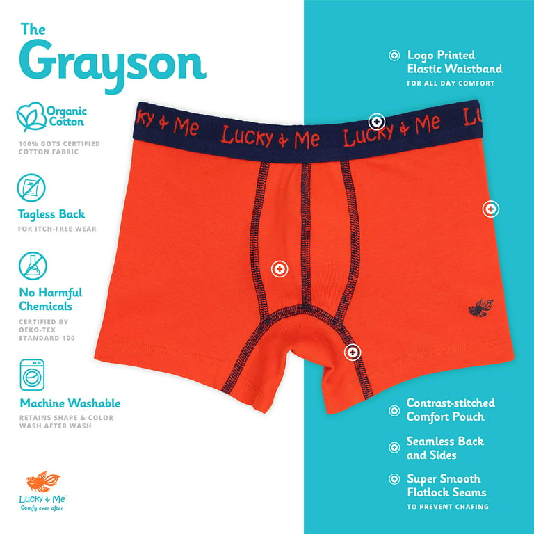 Lucky & Me, Grayson Boys Boxer Briefs, Organic Cotton Boys Underwear, Tagless