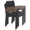 thumbnail image 6 of SAFAVIEH Kaelan Outdoor Patio Stackable Chair, Black/Brown, Set of 2, 6 of 12