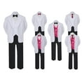 thumbnail image 1 of 5-7pc Formal Black White Suit Set Burgundy Bow Necktie Vest Boy Baby Sm-20 Teen, 1 of 3