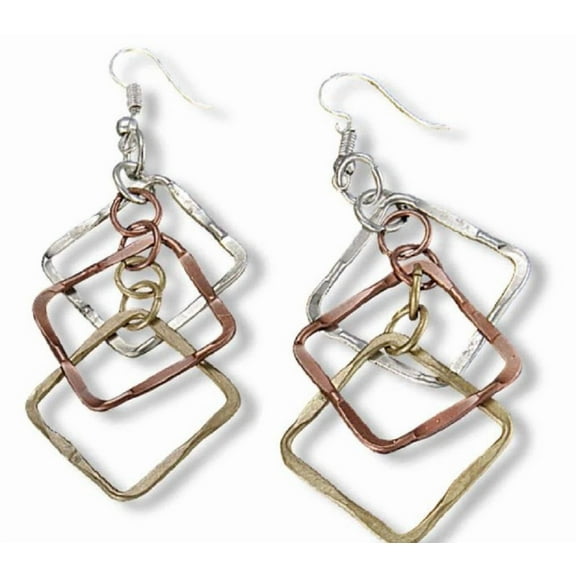 Anju Chetna Tri Color Mixed Metal Earrings from the Banjara Collection