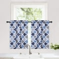 thumbnail image 2 of EastVita printed layered curtains, suitable for kitchen, Moroccan tile pattern short curtains, check cotton blend cafe curtains, bathroom kitchen curtain set, 2 of 6