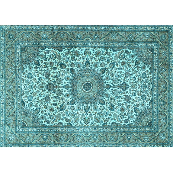 Ahgly Company Indoor Rectangle Persian Light Blue Traditional Area Rugs, 7' x 10'