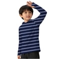 thumbnail image 3 of Falkdiz Sun Protection UPF 50+ Striped Coat for Boys Outdoor Long Sleeve Pullover Lightweight Casual Graphic Travel Boys Shirts Summer,Dark Blue,Size: 140, 3 of 7