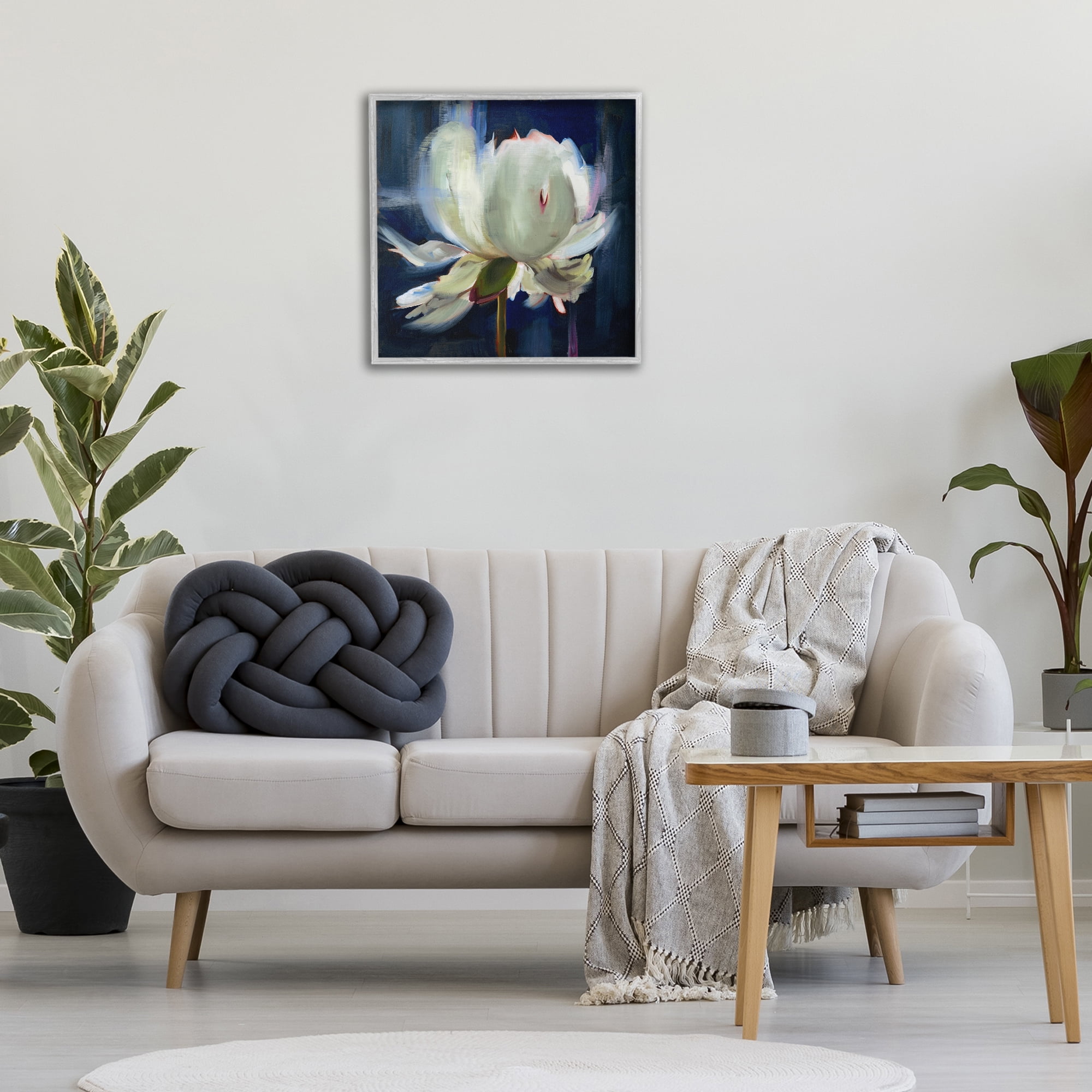 Stupell Industries Abstract Painted Flower Botanical & Floral Painting Gray Framed Art Print Wall Art, 24 x 24