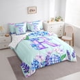 thumbnail image 2 of Castle Fairy Floral Butterfly Letter R Bedding Comforter Set 7pcs for Girls,Watercolor Flowers Queen Bedding Sets, 2 of 7