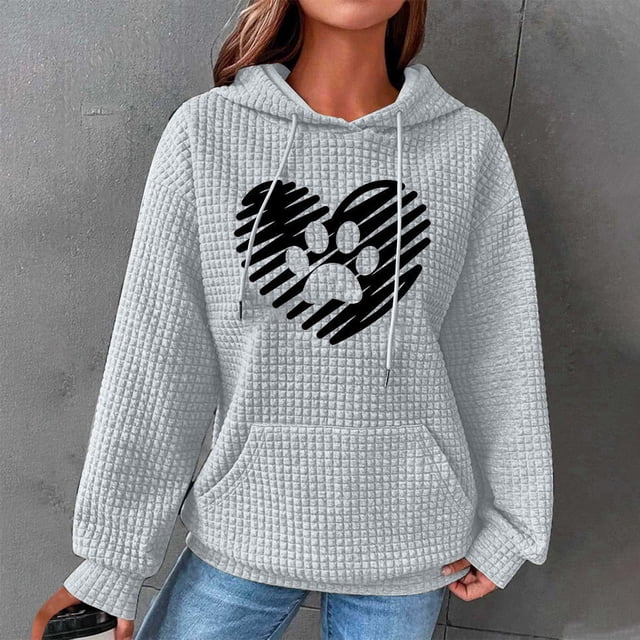 DPTALR Women Print Round-Neck Long Sleeve Loosen Single Sweatshirt Tops Pullover Blouse