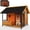 51.9'' Dog House with Food Stand and Insulated Liner Brown, variant on HomeSheek Large Outdoor Dog House with Bowl Stand, Weatherproof Roof & Iron Frame, Easy Assembly, Pet Kennel for Small Medium Large Breeds