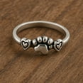 thumbnail image 3 of Mooneye 925 Sterling Silver Oxidized Platinum Plated Pet Love Paw Hearts Women Graduation Gift Ring, 3 of 8