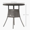 thumbnail image 2 of 27.6" Grey Outdoor Wicker Dining Table, PE Rattan Patio Furniture with Slatted Wood-Plastic Top and Galvanized Steel Frame, Versatile Coffee Table for Garden, Deck and Patio, 2 of 7