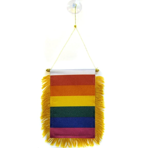 Rainbow Gay Pride Mini Flag 4"x6" Window Banner w/ suction cup