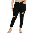 thumbnail image 1 of KVMeteor Jeans en Denim Taille Haute avec Trous pour Femmes Grande Taille, 1 of 3