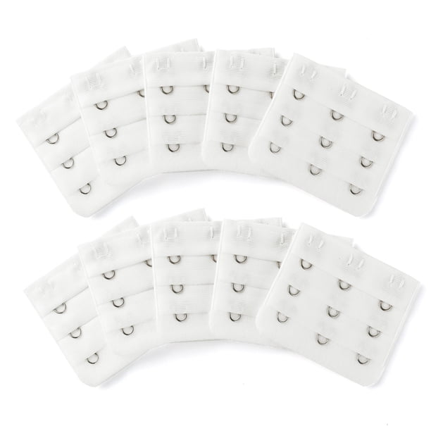 Señora 5Pcs 3 Gancho De 3 Filas Longitud Ajustable Correa Del Sujetador Extensor Ganchos De Hebilla Blanco Puro 10Pcs Una Talla