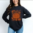 thumbnail image 2 of Pumpkin With Leaves Distressed - Women's Garment Dyed Long Sleeve Graphic T-Shirt, 2 of 15