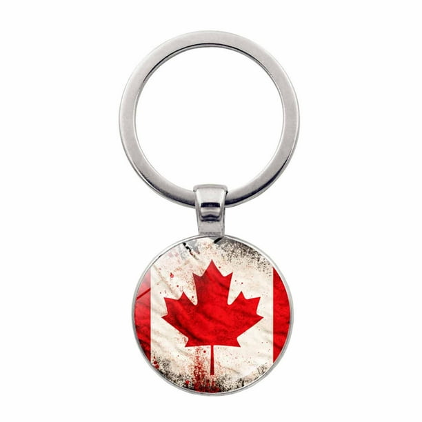 Llavero con hoja de arce canadiense, colgante de cristal y mosquetón metálico; resistente, ideal para decorar llaves y maletas; regalo patriótico para familiares y amigos