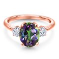 thumbnail image 3 of Gem Stone King 18K Rose Gold Plated Silver Ring Mystic Quartz Moissanite (3.46 Cttw), 3 of 7