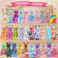 thumbnail image 3 of Cfowner 53 Pack Handmade Doll Clothes Including 10 pcs Party Dresses with 43 pcs Shoes, Crown, Necklace, Hangers, Bags, Accessories for 11.5 inch Doll, 3 of 6