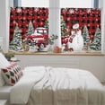 thumbnail image 5 of Red Plaid Christmas Snowman Sheer Curtains 45 Inches Long, Xmas Truck Tree Snowflake Light Filtering Window Curtains for Living Room/Bedroom, Rod Pocket Voile Sheer Drapes, 52"Wx45"L, 2 Panels, 5 of 9