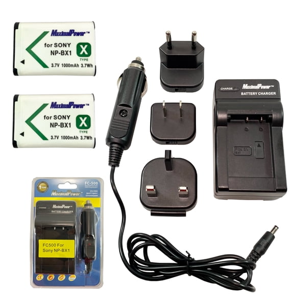 MaximalPower NP-BX1 Battery (2-Pack) and Smart Charger for Sony NP-BX1/M8, Cyber-Shot DSC-HX95, HX350, HX99, RX1, RX1R II, RX100, FDR-X3000, HDR-AS50, AS300, ZV-1
