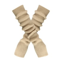 Long Knitted Arm Warmers Fingerless Gloves with Thumb Hole, Warm Winter Solid Color Stretchable Arm Sleeves for Women Men, 53cm Extra Length Forearm Cover for Cold Weather Indoor Outdoor Use(Beige)