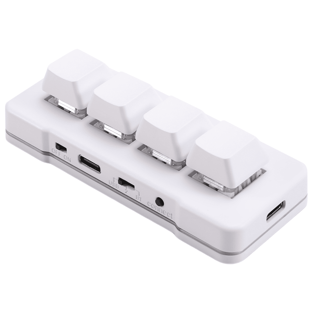 MK424G 4-Key Mini Customized Keyboard with Mechanical Blue Switch 2.4G+Usb Connection for Office Game Multimedia White,1 x Mini keyboard,White