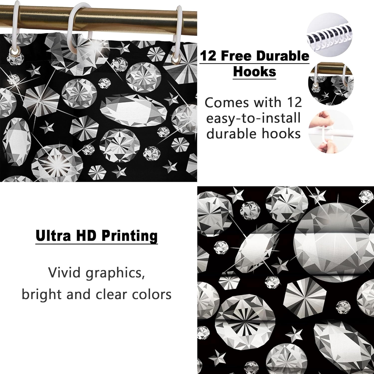 4 Pcs Bathroom Shower Curtain Set,Light Butterfly Bathroom Sets with Rugs(Bath Mat,U Shape and Toilet Lid Cover Mat) and 12 Durable Hooks 71x71in