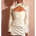 thumbnail image 3 of Women Sexy Halter Strappy Mini Dress Bodycon Low Cut Short Dress Chiffon Vintage S-3XL, 3 of 5