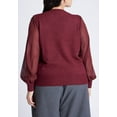 thumbnail image 2 of ELOQUII Women's Plus Size Sheer Sleeve V-Neck Sweater, 2 of 3
