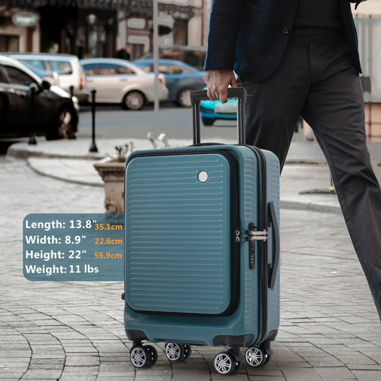 EUROCO Carry On Luggage 22x14x9 Airline Approved Front Open Suitcase with 1 Portable Carrying Case and USB Port Blue 20 Inch 40L Walmart
