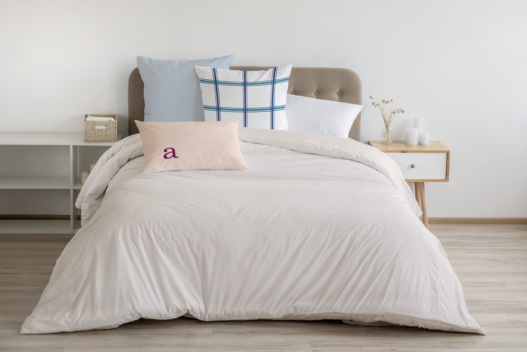 Simply Daisy 14" x 20" Modern Monogram Decorative Throw Pillow, Dusty Rose