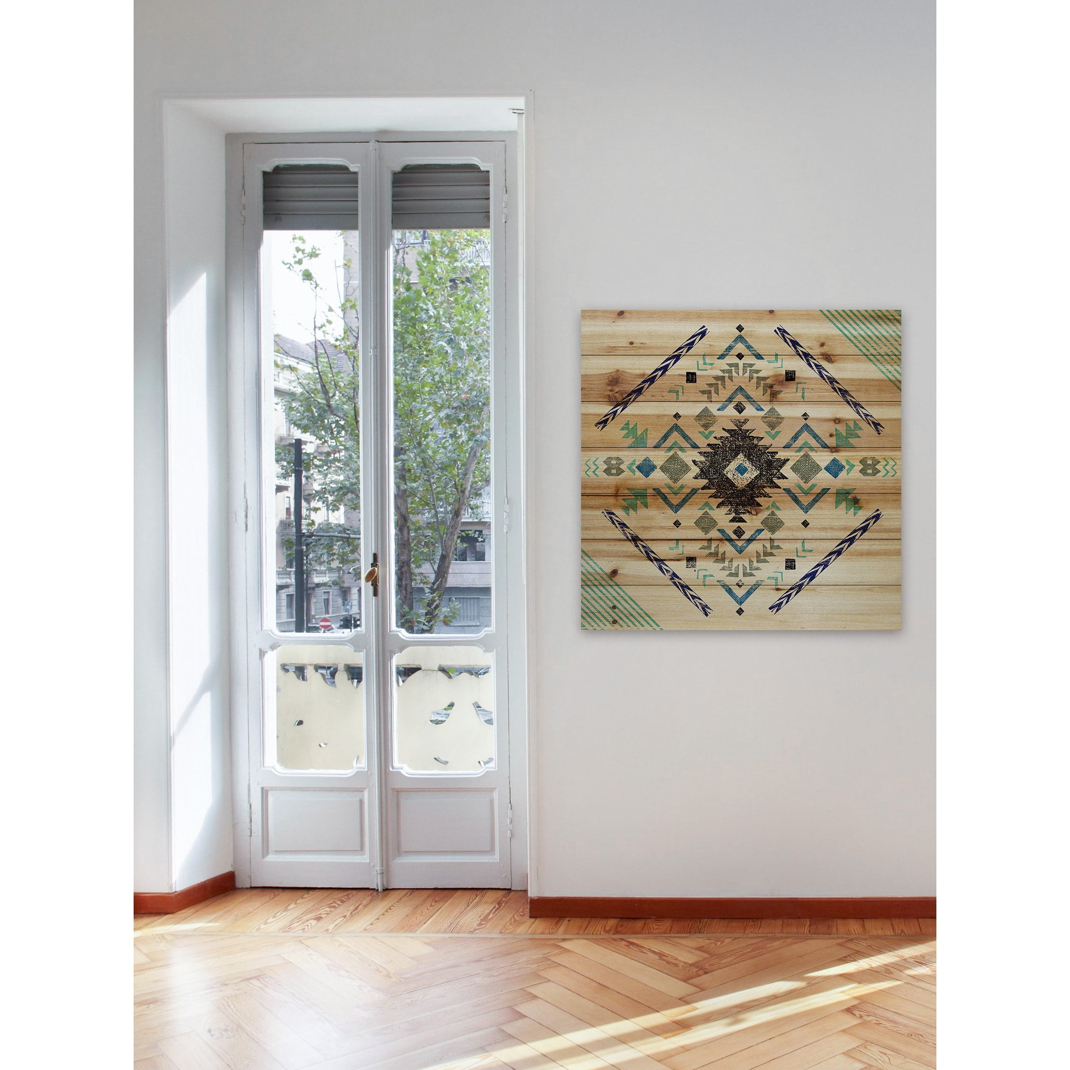 Marmont Hill - "Pretty Pattern" Painting Art Print On Natural Pine Wood, 40.0" x 1.5"