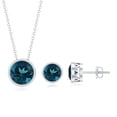 thumbnail image 4 of Rosec Jewels Natural London Blue Topaz Jewelry Set for Women - AAA Quality - Bezel Set Necklace and Earrings Set - Ready to Gift, 18K White Gold, 4 of 8