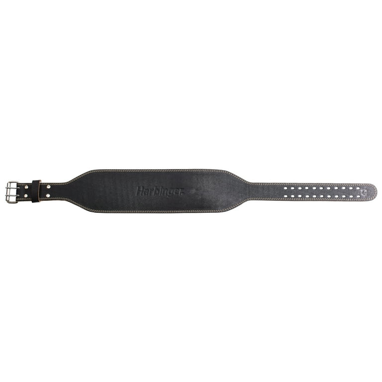 Harbinger padded leather contoured weightlifting belt with suede lining and steel roller buckle clearance