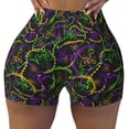 thumbnail image 2 of Balery Neon Mardi Gras Pantalones cortos de entrenamiento estampados para mujer, sin costuras, ajustados, para gimnasio, yoga, correr, deportes, ejercicio activo, fitness.-Medium, 2 of 8