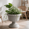 thumbnail image 3 of huayou Vintage European Pedestal Plastic Planter, Retro Fluted Urn Flower Pot for Hydroponic Greenery Patio Garden Home Decoration, 3 of 6
