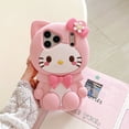 thumbnail image 6 of 3D Stereo Sitting Kitten Cat Silicone Phone Case for iPhone 12 Pro Max , Cute Cartoon Bow Flower Shockproof Soft Protective Cover, Kawaii Girly Anti-Drop Phone Shell for Girls Women, 6 of 7