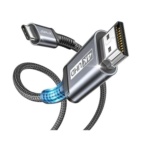 USB C to HDMI Cable 6.6ft/2M, 4K UHD USB Type-C to HDMI Cord for Home Office, [Thunderbolt 3] Compatible with iPhone 15 Pro Max/15 Samsung Galaxy S22 S21 Ultra MacBook Pro/Air iPad Pro 2021 iMac