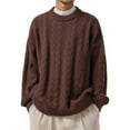 thumbnail image 2 of Men's Warm Winter Sweater Coat Casual Loose Fit Crew Neck Solid Color Knit Pullover for Autumn and Cold Weather, 2 of 2