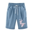 thumbnail image 2 of ALLLIST Blue Shorts Women Short High Straight-Leg Floral Trousers Elastic with Pockets Capris 95% Polyester 5% Spandex Trousers XXL, 2 of 3