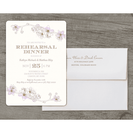 Elegant Rehearsal Dinner Invitations - Personalized Wedding Rehearsal Dinner Invitation - Delicate Floral - 5 x 7 Flat Deluxe