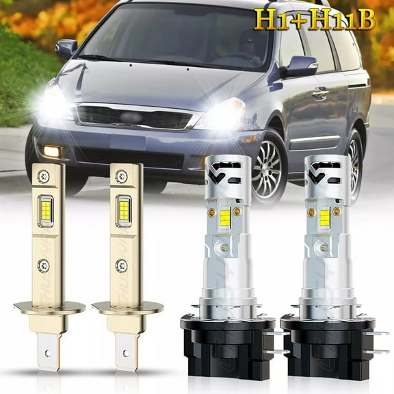 For Kia Sedona 2008-2012 2014 LED Headlight High Low Beam Bulbs Combo Kit 6000K Crystal White 4x