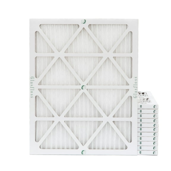 16x20x1 Air Filter MERV 10 Pleated by Glasfloss - Box of 12 - AC/Furnace Filters